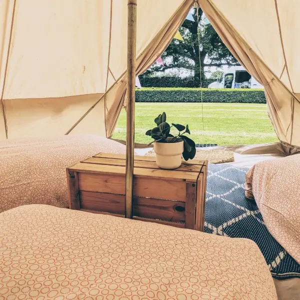 What your guests can expect inside a fully furnished Bell Tent