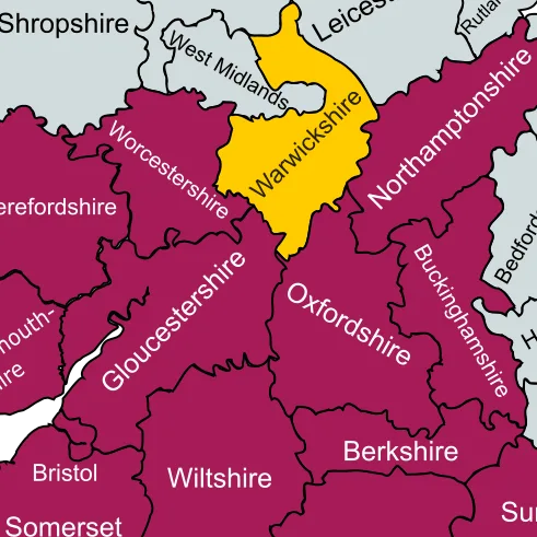Brilliant Bell Tent Hire - Warwickshire Regional Map Coverage for Brilliant Bell Tent Hire
