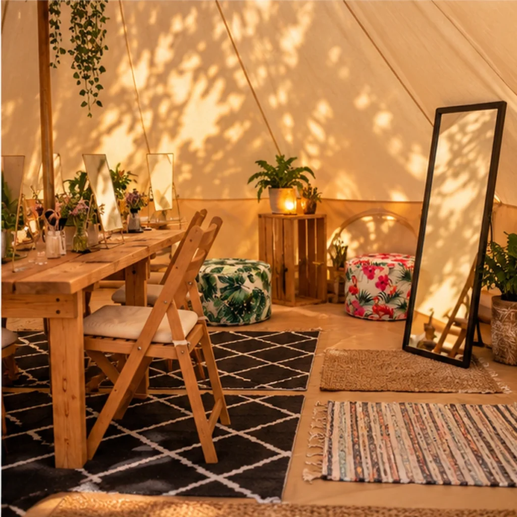 Brilliant bell Tent Hire Getting Ready Tent side_angle