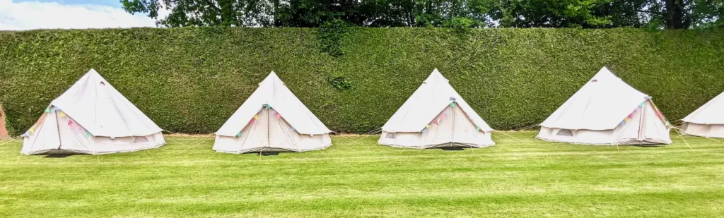 School Sleepover Bell Tent Hire - Bell tents in a row - Brilliant Bell tent Hire