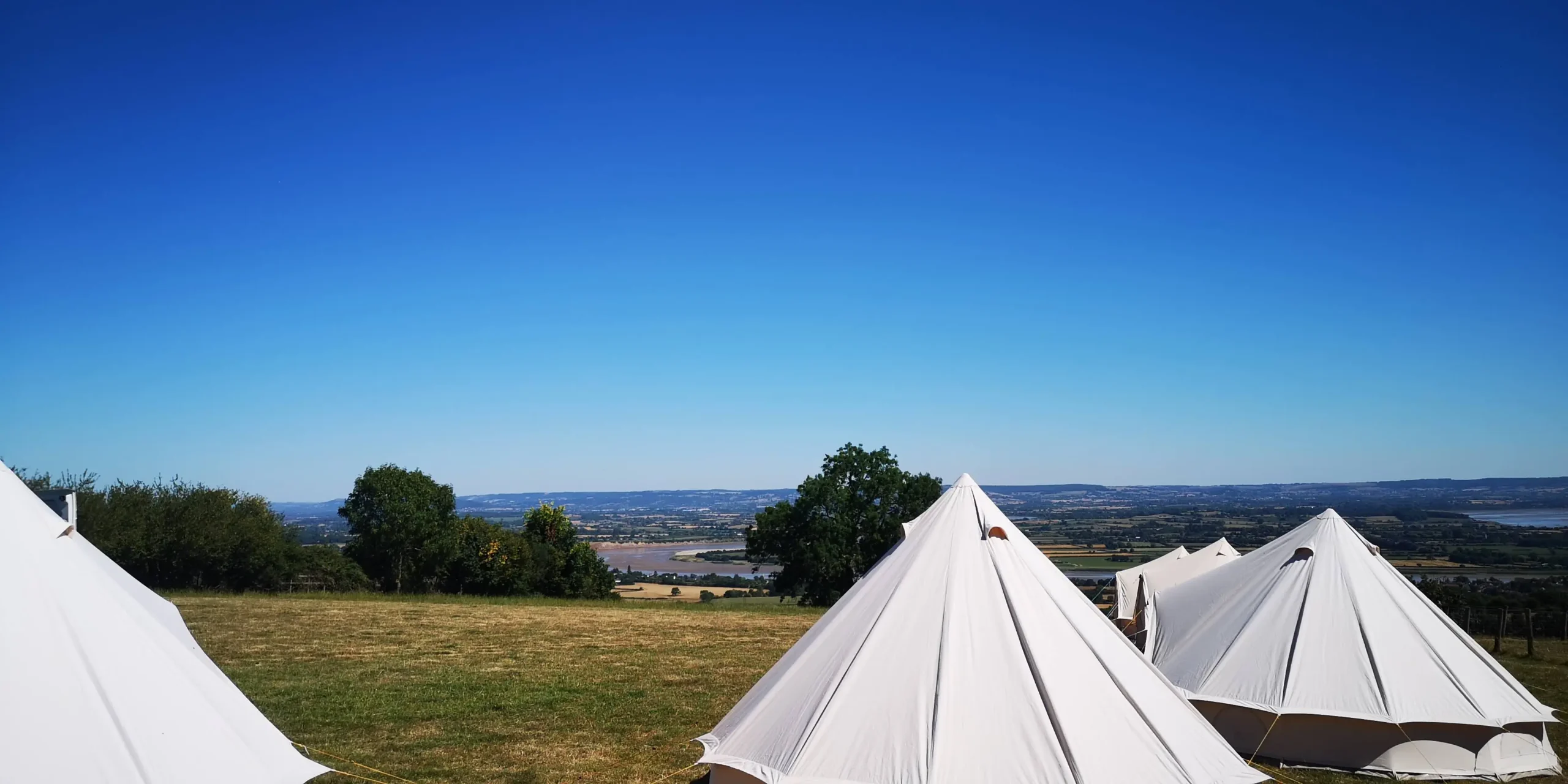 Bell Tent Hire in Gloucestershire overlooking the Severn Estuary