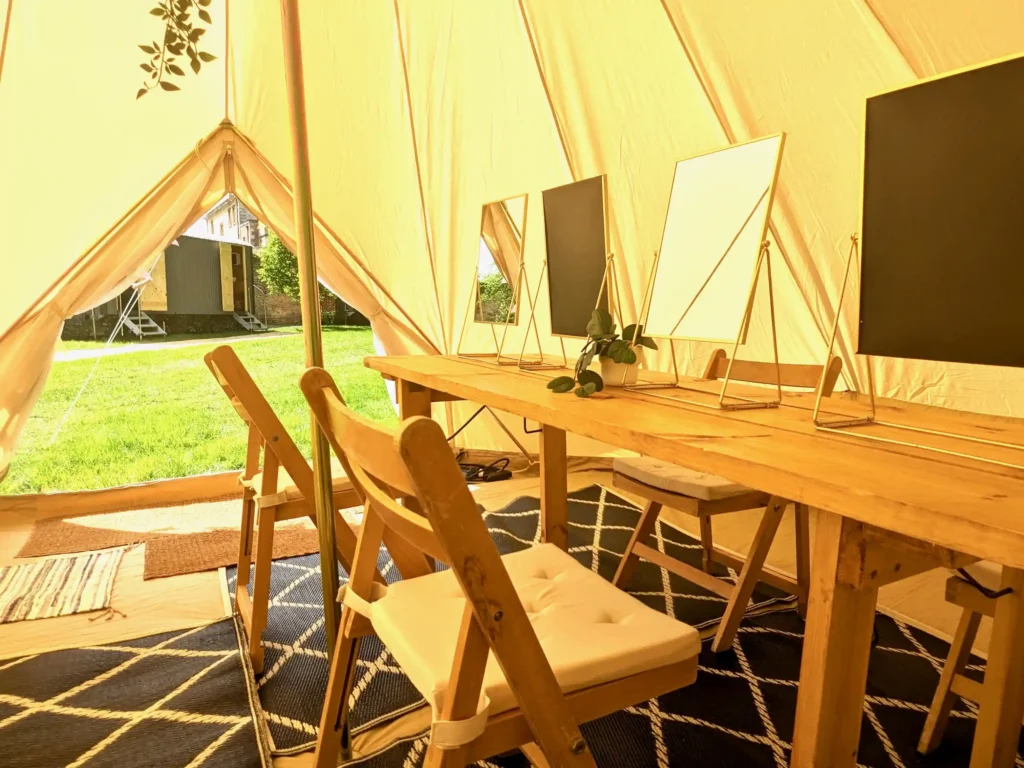 Brilliant Bell Tent Hire - Brilliant Bell Tent Hire Getting Ready Tent Interior