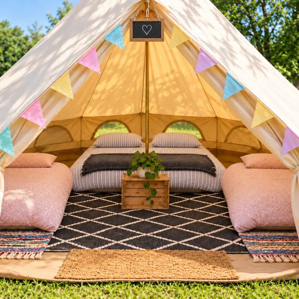 1 Double 2 Singles Fully Furnished - Brilliant Bell Tent Hire Product Image - Square