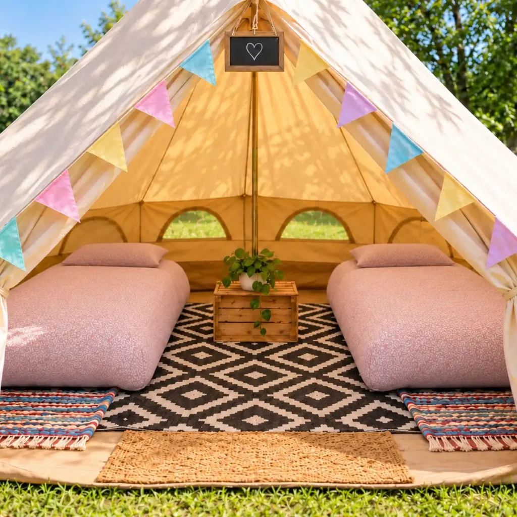 2 Singles Twin Fully Furnished - Brilliant Bell Tent Hire Product Image - Square